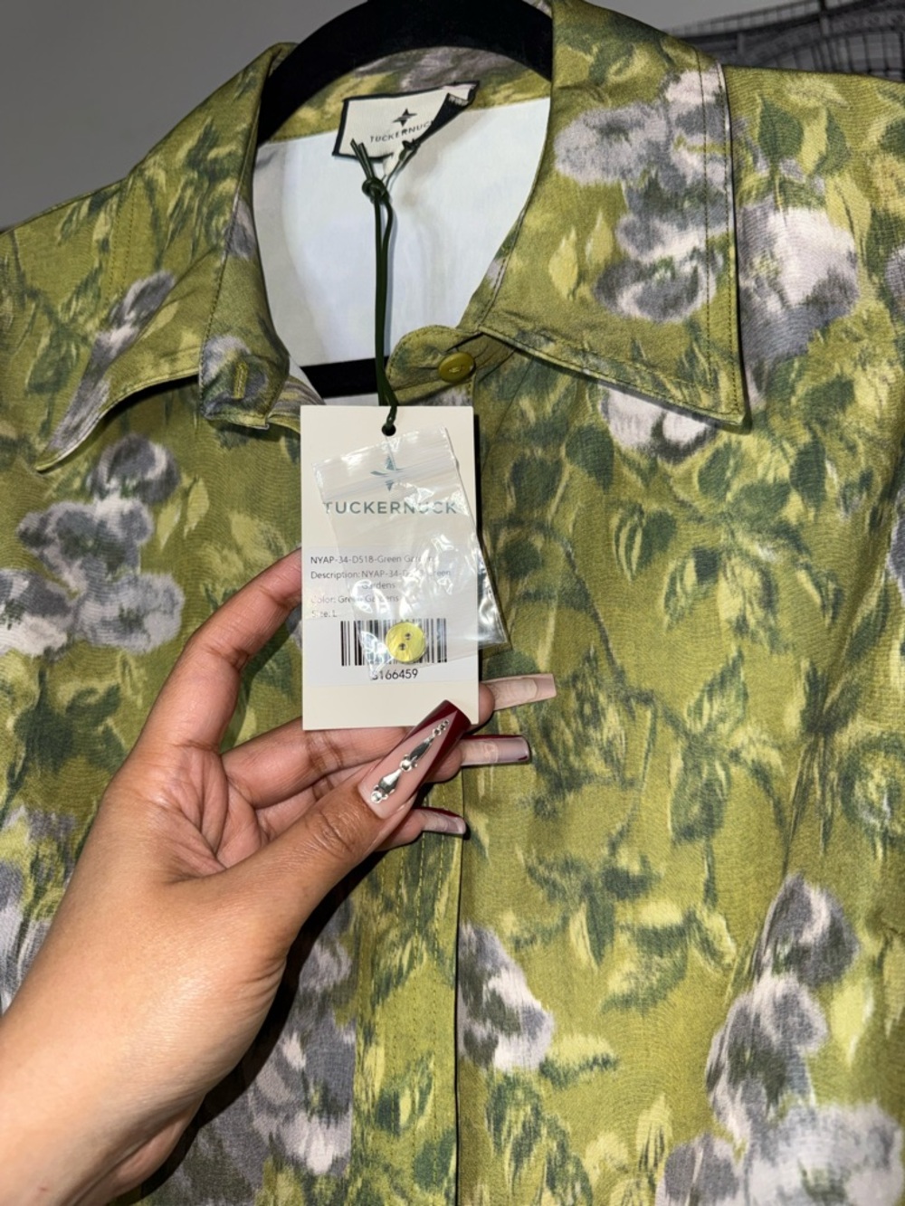 Tuckernuck Chloe Muted Meadows Green Gardens Midi Dress Belted Floral Large New - Picture 11 of 14